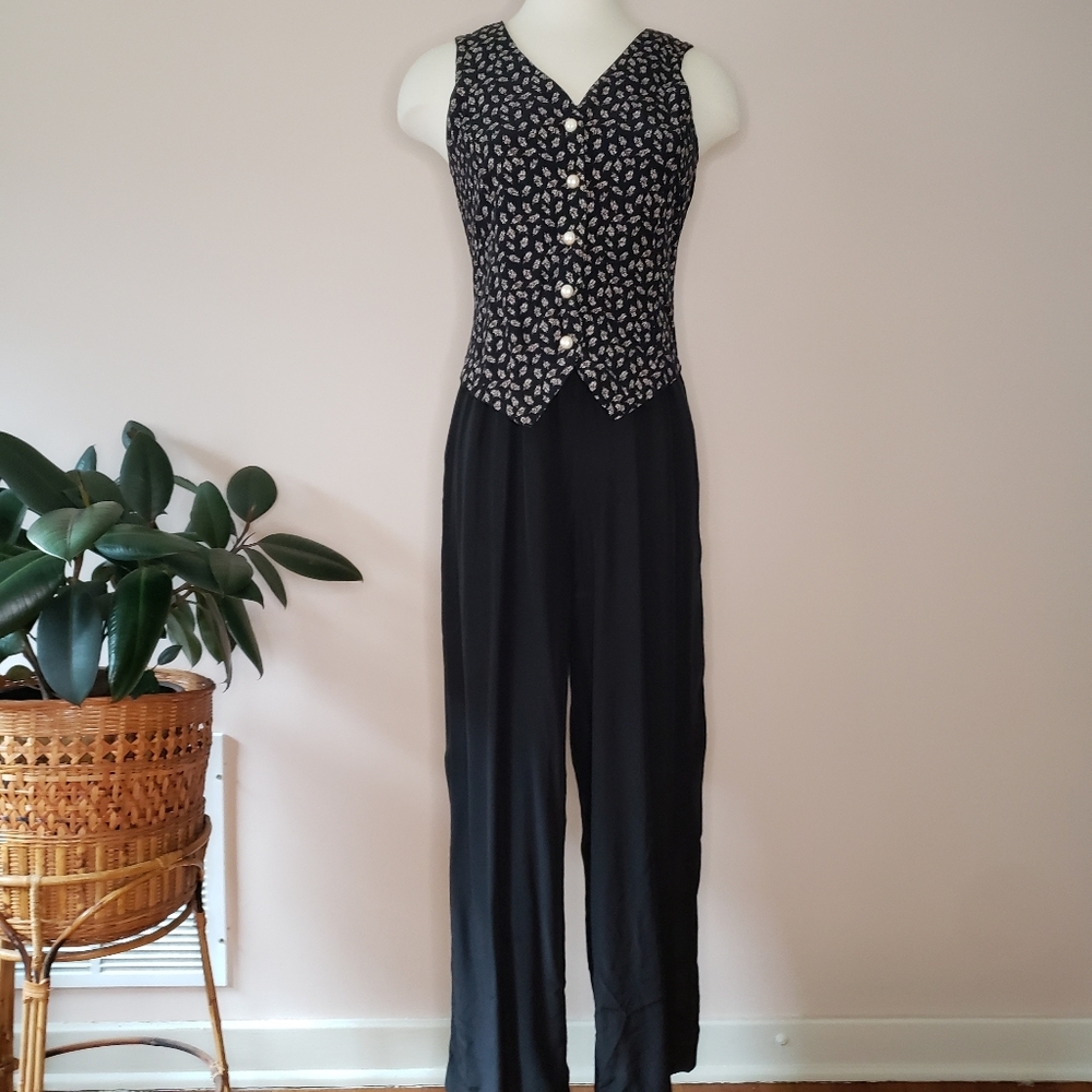 Vintage • 90s vested jumpsuit